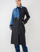 KARL LAGERFELD JEANS Дълъг тренч с деним Черен/Син