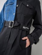 KARL LAGERFELD JEANS Дълъг тренч с деним Черен/Син