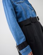 KARL LAGERFELD JEANS Дълъг тренч с деним Черен/Син