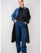 KARL LAGERFELD JEANS Дълъг тренч с деним - Черен/Син