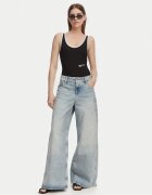 KARL LAGERFELD JEANS Дамски дънки широка кройка син памук
