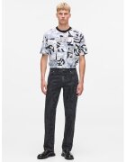 KARL LAGERFELD JEANS Дънки от органичен памук с монограми - Черен/Ултрамарин синьо
