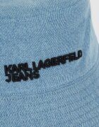 KARL LAGERFELD JEANS Двулицева шапка с бродирано лого Черен/Светлосин