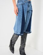 KARL LAGERFELD JEANS Къс панталон от деним с висока талия - Прашно синьо