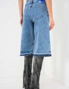 KARL LAGERFELD JEANS Къс панталон от деним с висока талия - Прашно синьо