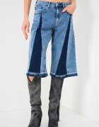 KARL LAGERFELD JEANS Къс панталон от деним с висока талия - Прашно синьо