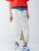 KARL LAGERFELD JEANS Къса пола от деним с фронтална цепка Син/Крем