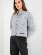 KARL LAGERFELD JEANS Къса риза от деним Сив меланж