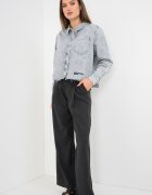 KARL LAGERFELD JEANS Къса риза от деним Сив меланж