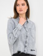 KARL LAGERFELD JEANS Къса риза от деним Сив меланж