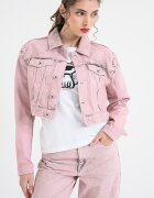 KARL LAGERFELD JEANS Късо дънково яке с джобове с капаче Прашно розово