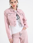 KARL LAGERFELD JEANS Късо дънково яке с джобове с капаче Прашно розово