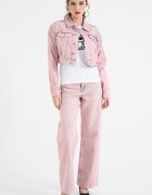 KARL LAGERFELD JEANS Късо дънково яке с джобове с капаче Прашно розово