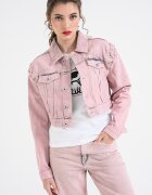 KARL LAGERFELD JEANS Късо дънково яке с джобове с капаче Прашно розово
