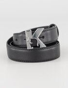 KARL LAGERFELD JEANS Кожен колан с тока с игла и монограм Черен