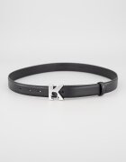 KARL LAGERFELD JEANS Кожен колан с тока с игла и монограм Черен