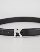 KARL LAGERFELD JEANS Кожен колан с тока с игла и монограм Черен