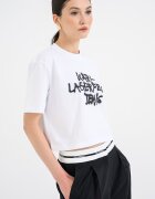 KARL LAGERFELD JEANS Памучна къса тениска с графит Черен/Бял