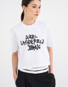 KARL LAGERFELD JEANS Памучна къса тениска с графит Черен/Бял