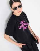 KARL LAGERFELD JEANS Памучна къса тениска с графит Черен/Фуксия
