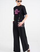 KARL LAGERFELD JEANS Памучна къса тениска с графит Черен/Фуксия