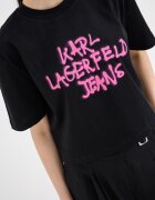 KARL LAGERFELD JEANS Памучна къса тениска с графит Черен/Фуксия