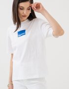 KARL LAGERFELD JEANS Памучна тениска с лого Бял/Тюркоаз