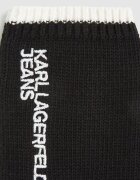 KARL LAGERFELD JEANS Плетени ръкавици с бродерия Черен/Бял