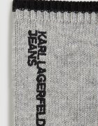 KARL LAGERFELD JEANS Плетени ръкавици с бродерия Светлосив меланж