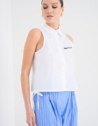 KARL LAGERFELD JEANS Риза без ръкави с бродирано лого Бял