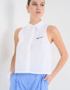 KARL LAGERFELD JEANS Риза без ръкави с бродирано лого Бял