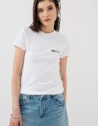 KARL LAGERFELD JEANS Слим тениска от органичен памук Бял