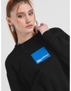 KARL LAGERFELD JEANS Суитшърт от органичен памук с лого - Черен/Кралско Синьо/Бял