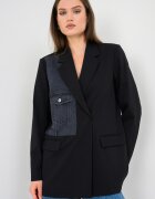 KARL LAGERFELD JEANS Свободно сако с контрастен панел Черен