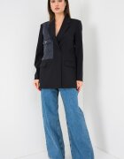 KARL LAGERFELD JEANS Свободно сако с контрастен панел Черен