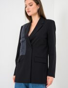 KARL LAGERFELD JEANS Свободно сако с контрастен панел Черен