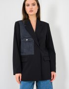 KARL LAGERFELD JEANS Свободно сако с контрастен панел Черен