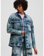 KARL LAGERFELD JEANS Свободно яке от деним с джобове - Петролно синьо