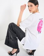 KARL LAGERFELD JEANS Тениска от органичен памук Бял/Розово