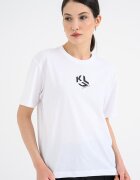 KARL LAGERFELD JEANS Тениска с монограм и лого Черен/Мръснобял