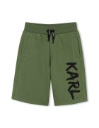 KARL LAGERFELD KIDS Бермуди с лого и връзка Черен/Папратово зелено