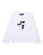 KARL LAGERFELD KIDS Блуза с лого Бял/Избеляло черно