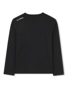 KARL LAGERFELD KIDS Блуза с овално деколте и лого Бял/Избеляло черно