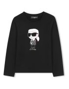 KARL LAGERFELD KIDS Блуза с памук с лого Бял/Черен