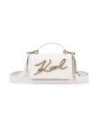 KARL LAGERFELD KIDS Чанта с капаче и лого от декоративни камъни - Мръснобял