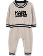 KARL LAGERFELD KIDS Фино плетен гащеризон с лого - Черен/Бежов