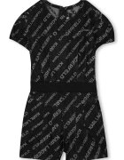 KARL LAGERFELD KIDS Къс гащеризон с лого - Сив/Избеляло черно