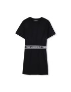 KARL LAGERFELD KIDS Къса рокля с памук с лого - Черен