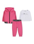 KARL LAGERFELD KIDS Комплект с лого - 3 части - Бял/Фуксия