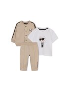 KARL LAGERFELD KIDS Комплект с лого - 3 части - Тъмносин/Бял/Светло бежово